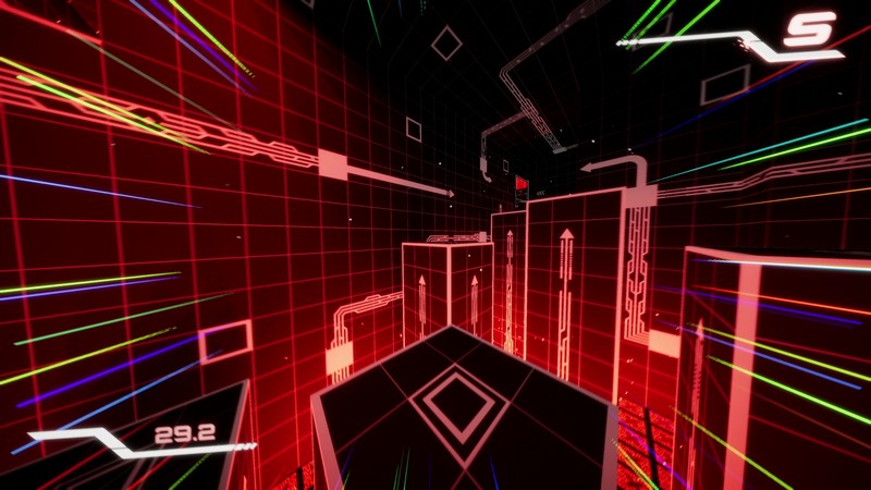 A high-speed neon platforming course in LightQb